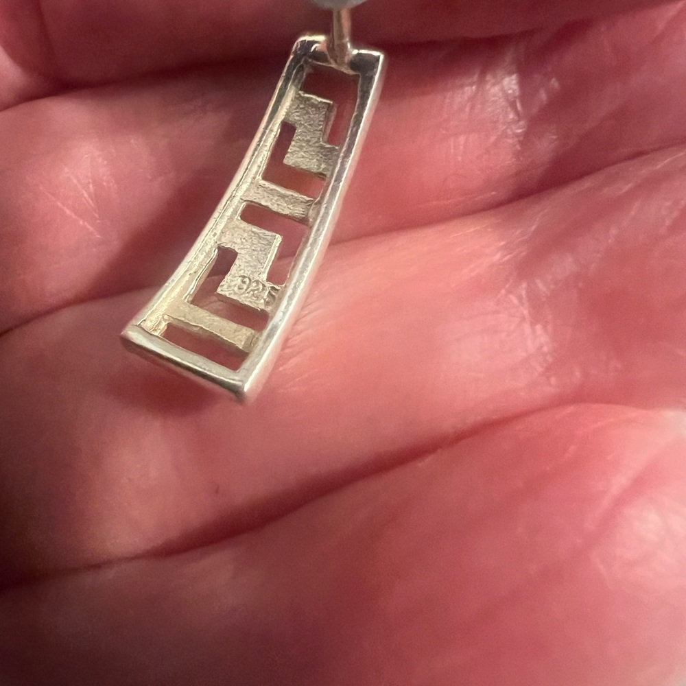 Sterling Silver Greek Key Earring & Necklace on 16” Sterling chain. - Picture 5 of 5